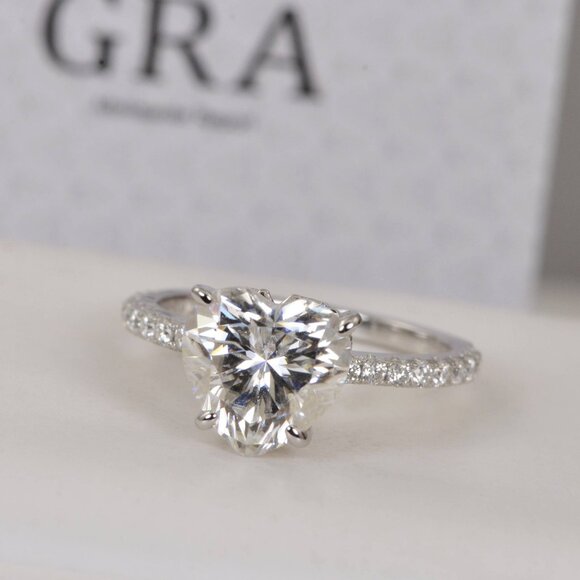Moissanite Diamond All Moissanite 4.8ctw Heart Solitaire Engagement Ring - Picture 1 of 7